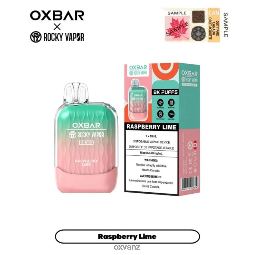 OXVA Vape NZ - L0N0ZV11 RASPBERRY LIME OXVA OXBAR G8000